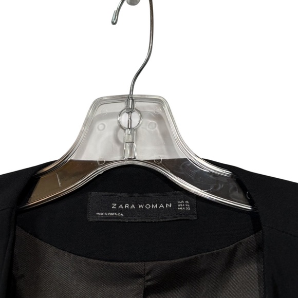 NEW, Zara Woman, Black Open Front Blazer XL Modern Chic Zip Detail Jacket - Picture 3 of 11
